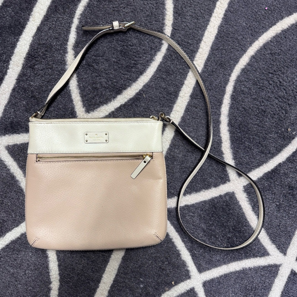 Kate Spade Cream and Tan Crossbody Bag with Structured Design